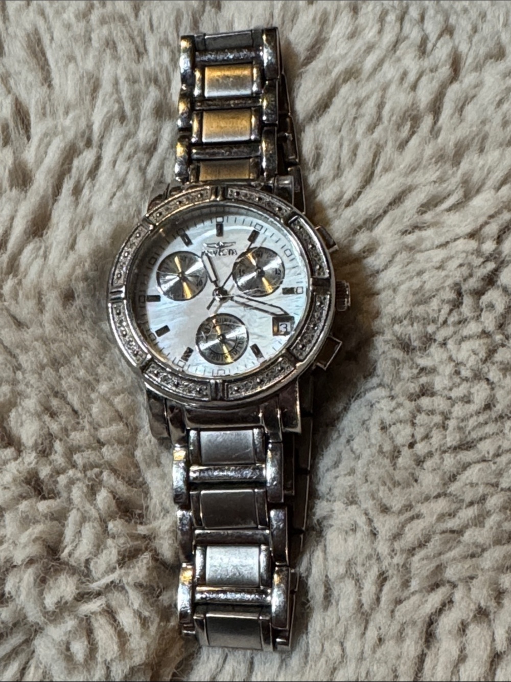 Silver Invicta Wildflower Women's Chronograph Watch - Silver Tone.  See pics.